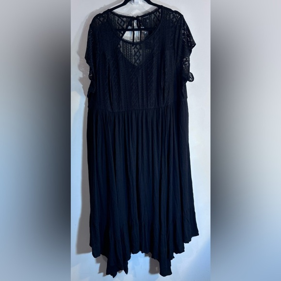TORRID Sz 22-24 Maxi Dress Slab Cotton Lace Neckline Slinky Pockets NEW WITH TAG - Picture 4 of 14